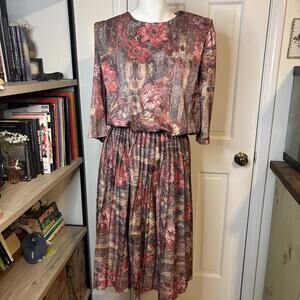 Vintage 80s Graphic Printed Midi Dress